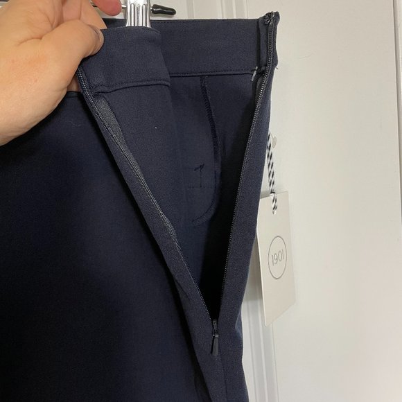 1901 Nordstrom Navy Side Zip Tapered Cropped Leg Pants - Picture 2 of 6